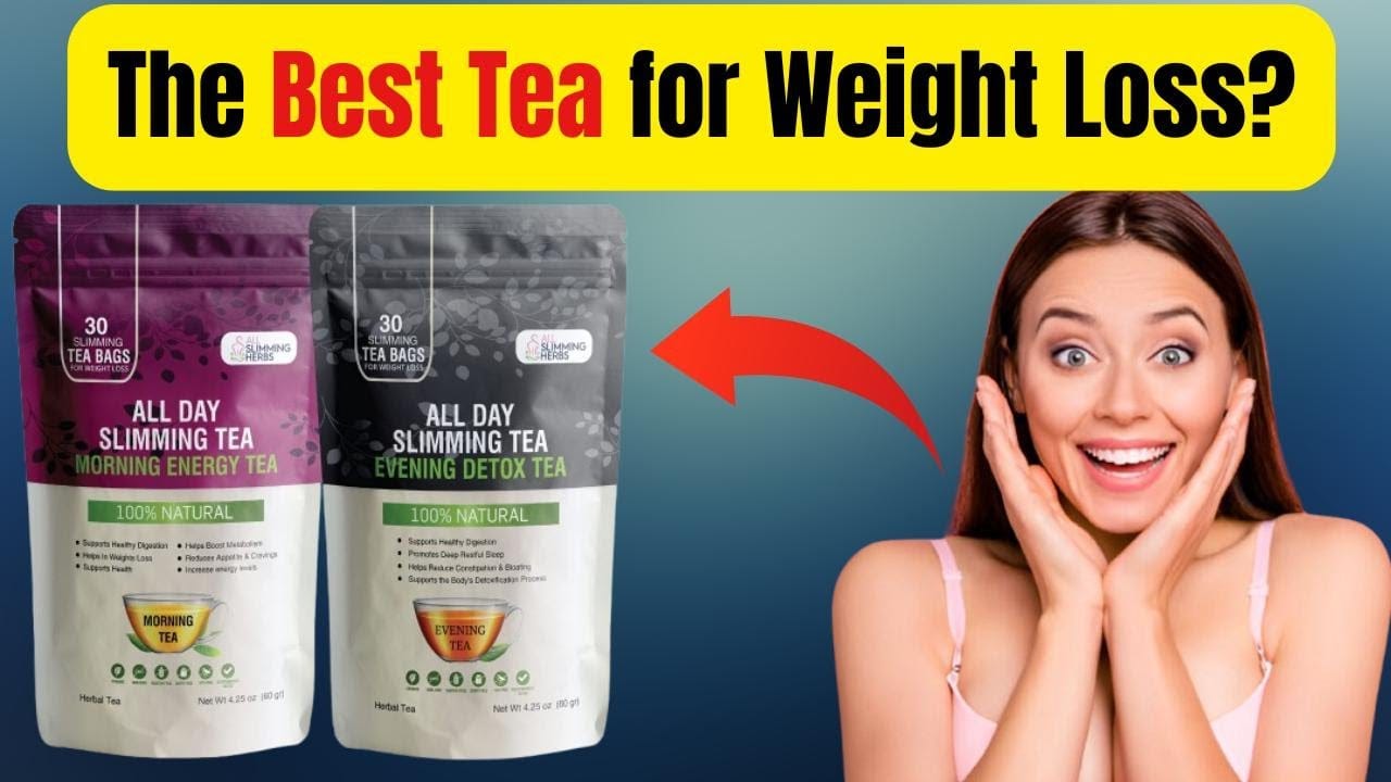A cup of All Day Slimming Tea with natural ingredients on a wooden table